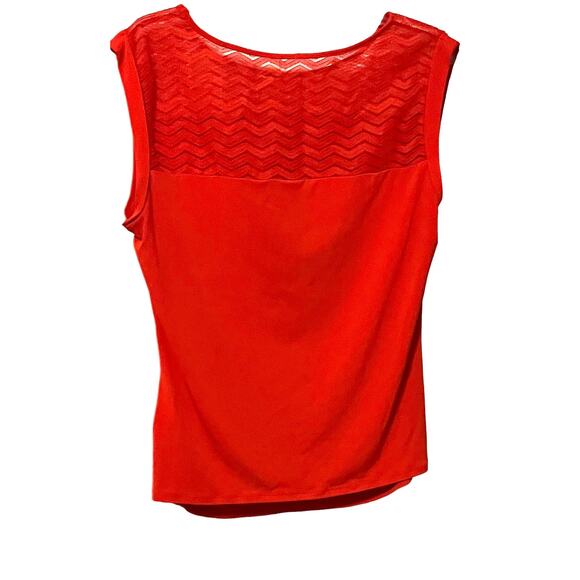 NEW YORK & CO. STRETCH SLEEVELESS BLOUSE, WOMENS, L, ORANGE, PULL-ON, ROUND NECK - Picture 4 of 9
